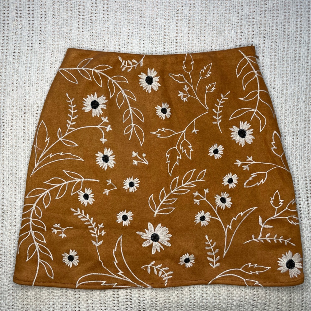 Blue Rain Skirt| Francescas Blue Rain Suede Mini Skirt | Color:Brown | Size: XS